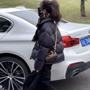 宽松加厚面包服白鸭绒外套 韩版 黑色短款 羽绒服女小个子2024冬新款