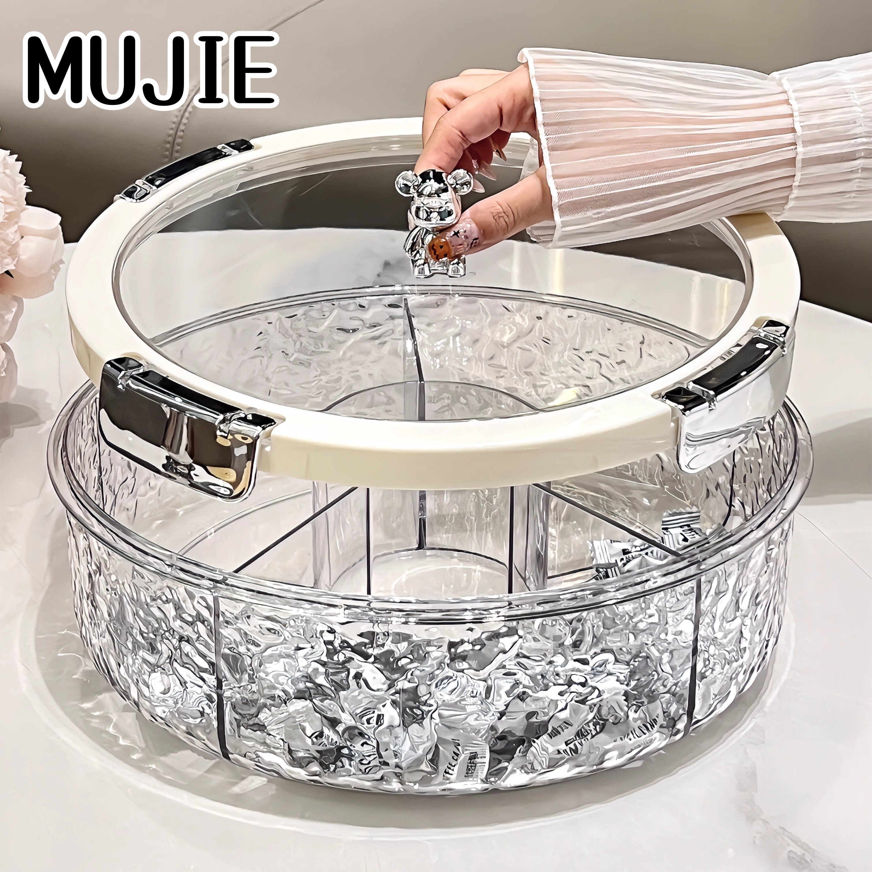 日本高颜值轻奢密封坚果零食糖果盘新款过年干果盘家用客厅水果盘