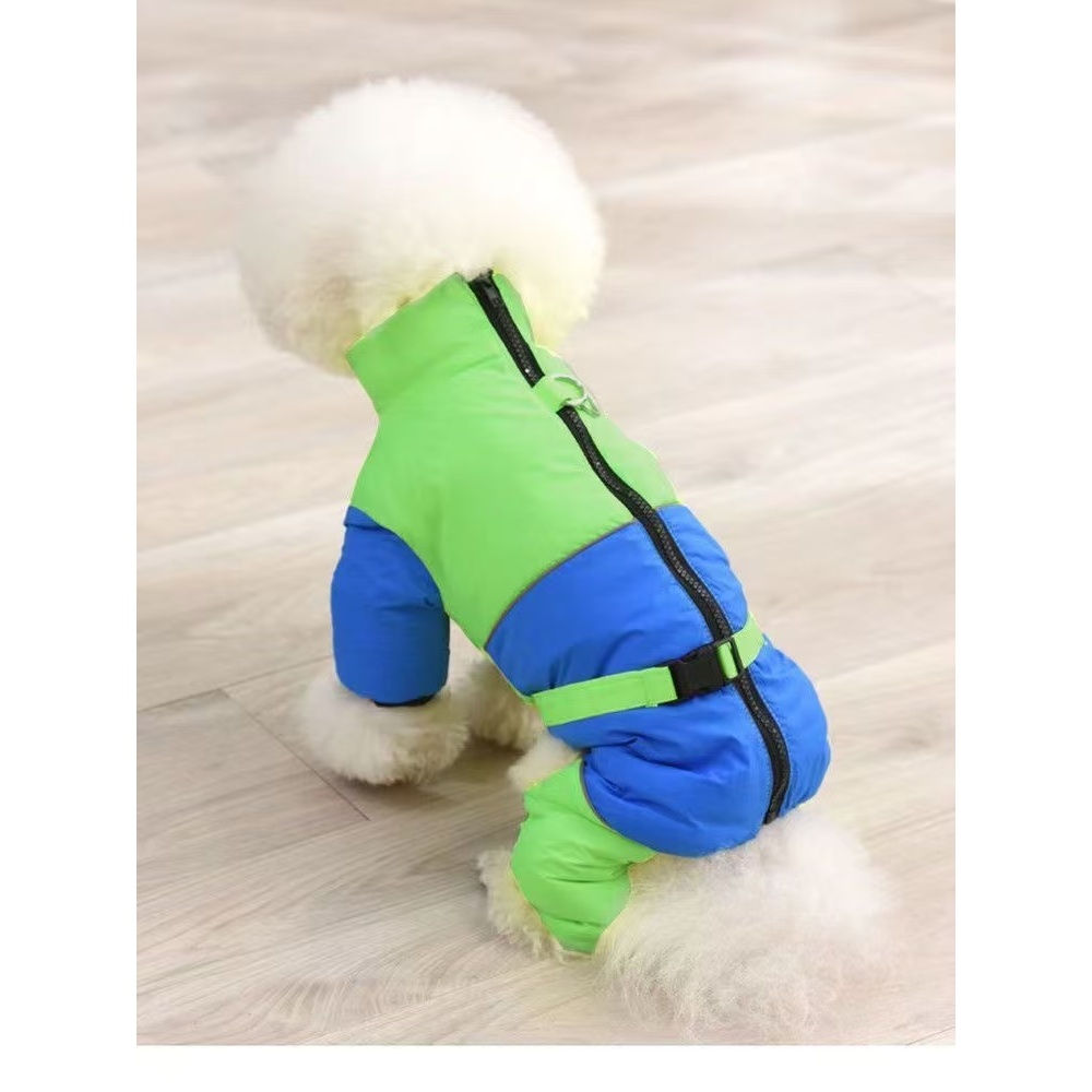 可牵引狗狗衣服秋冬款四脚衣小型