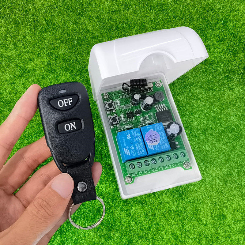 皮扣两键遥控dc12v24v二路开关点动自锁互锁电机马达正反转控制器