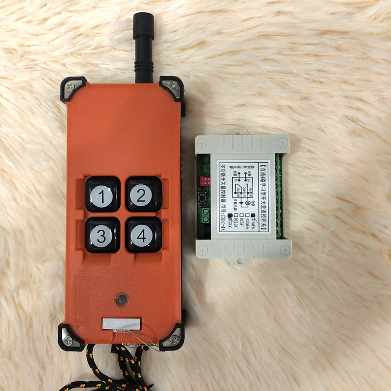 工业四键远距离遥控手柄学习型4路无线灯具电机开关12V24V控制器