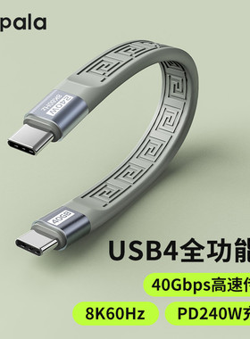 全功能雷电4数据线双头USB4短线ctoc公对公适用iPhone15/Pura70移动硬盘数据传输充电宝超级快充线240W随身线