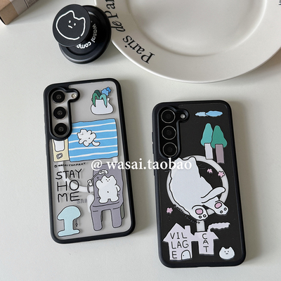 可爱猫咪涂鸦插画s25ultra手机壳