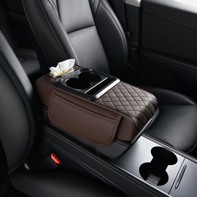 【下单立减50】四合一汽车扶手箱垫纳帕皮水杯架车载收纳盒YZ05