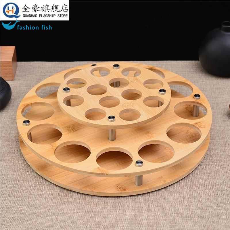 家用分酒器一口杯专用收纳架套装创意托盘竹木制白酒杯架子置物架