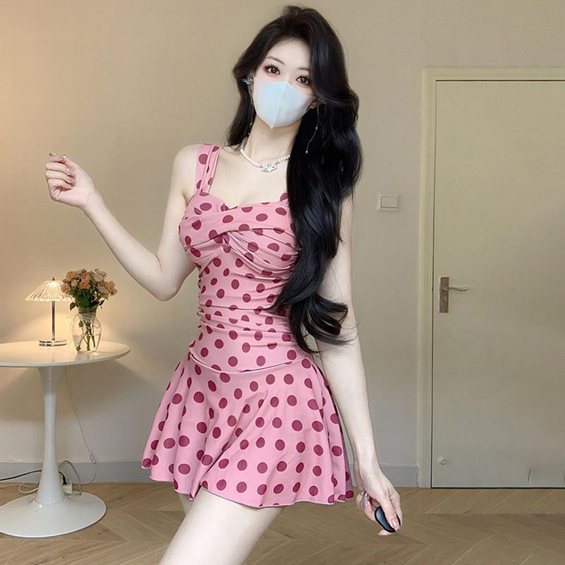吊带泳衣女款高级感连体泡温泉成人裙式性感2025新款少女风带胸垫