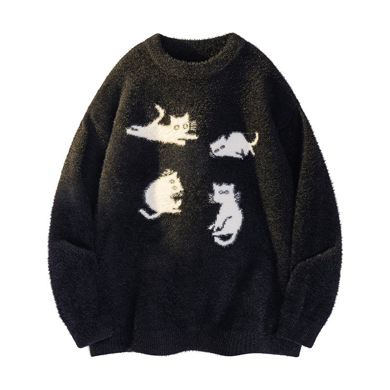 2025新款春秋季帅气毛衣情侣款学生潮流针织衫男士宽松上衣