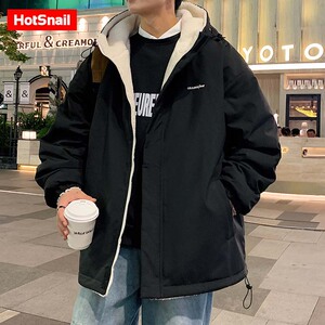 羊羔绒棉衣男冬季新款青少年美式潮双面冬装学生宽松帅气休闲外套