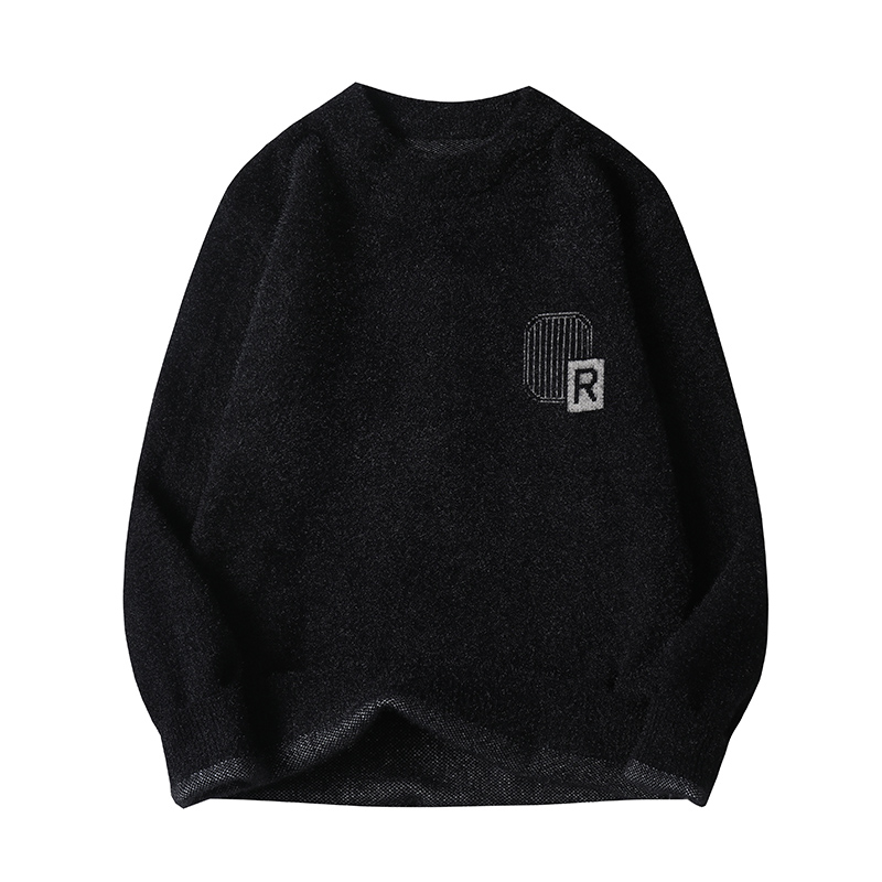 2025新款冬季毛衣情侣款字母印花初中高中打底衫男士学生宽松上衣