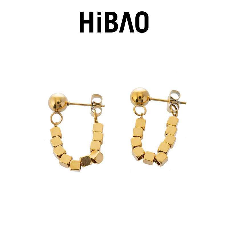 HIBAO喜小宝小方块耳环不掉色图片