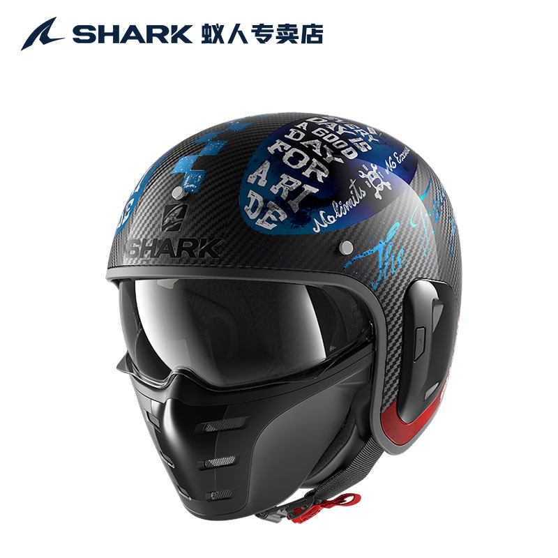 shark鲨鱼头盔s-drak二代分层式eps哈雷巡航太子碳纤维鬼脸组合盔