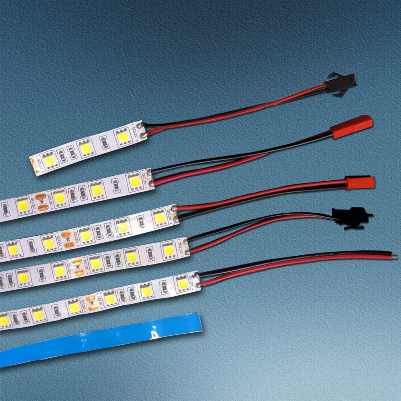 LED软灯带5050灯条12V硬灯条铝基板三芯5050灯条长度可选带公母插