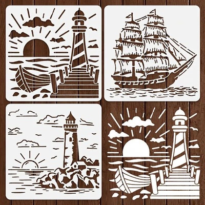 手抄报日落主题模板创意镂空模板Stitch卡通角色绘画模型反复使用