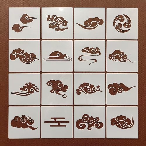 祥云创意绘画形状云朵手帐图案辅助彩绘镂空手帐相册刺绣图案模板