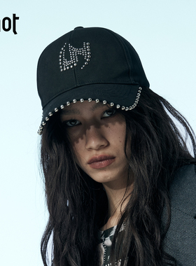 UHOT/诱货黑色钉珠棒球帽鸭舌帽时尚百搭高级感2025新款UWWA1P304