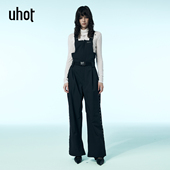 uhot UWWW4L276 防风保暖酷帅25新款 诱货黑色滑雪裤 可调节背带长裤