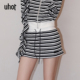 uhot 诱货黑白条纹松紧腰头短半裙百搭显瘦25秋冬新款 UWWA1Q612M