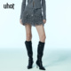 uhot 诱货灰色羊毛抽绳系带半裙针织包臀裙女士轻奢毛绒UWWW2Q386