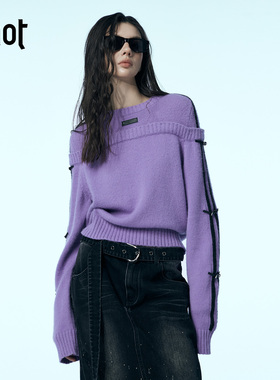 uhot/诱货紫色假两件羊毛针织衫宽松显瘦经典保暖25新款UWWW2Z133