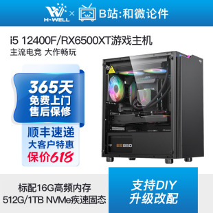 5600吃鸡LOL游戏主机diy台式 12400F RX6500XT 电脑组装 机