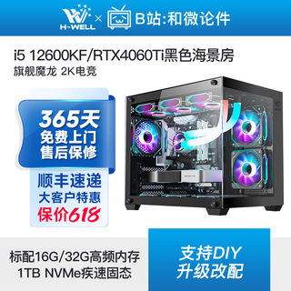 RTX4060Ti/i5 12600KF/R5 7500F海景房游戏主机diy台式电脑组装机