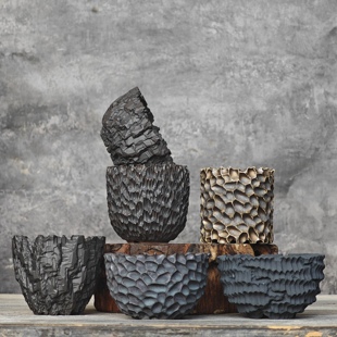 小号全手工纹理集合种植多肉仙人球象芽宫龟甲龙专用陶瓷块根花盆