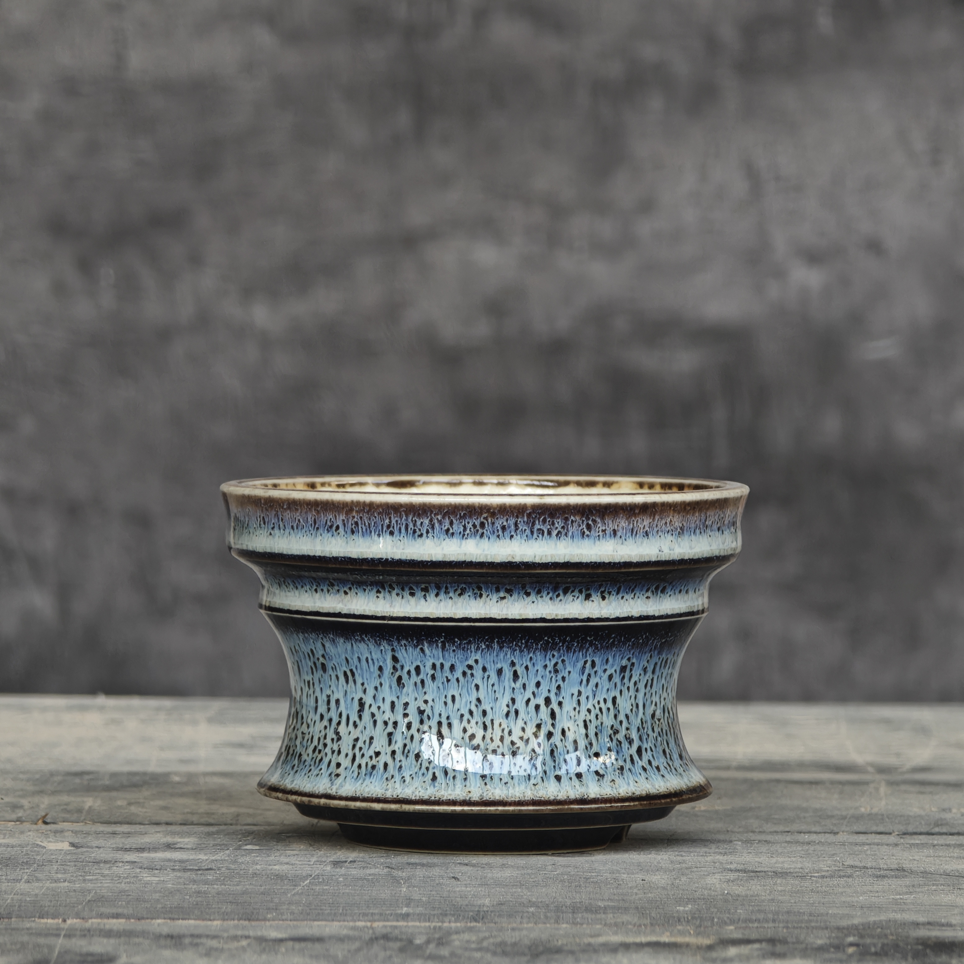 块根花盆景德镇高级陶瓷精品多肉仙人球透气专耐用手工蓝流釉陶盆