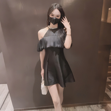 法式气质名媛高级感挂脖连衣裙女夏季2025新款小众收腰显瘦短裙子