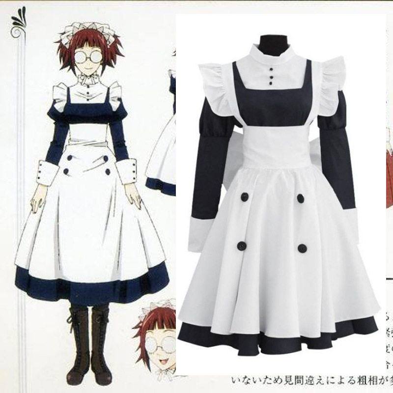 现货黑执事cos服装 黑管家梅林cosplay女仆装二次元角色扮演动漫