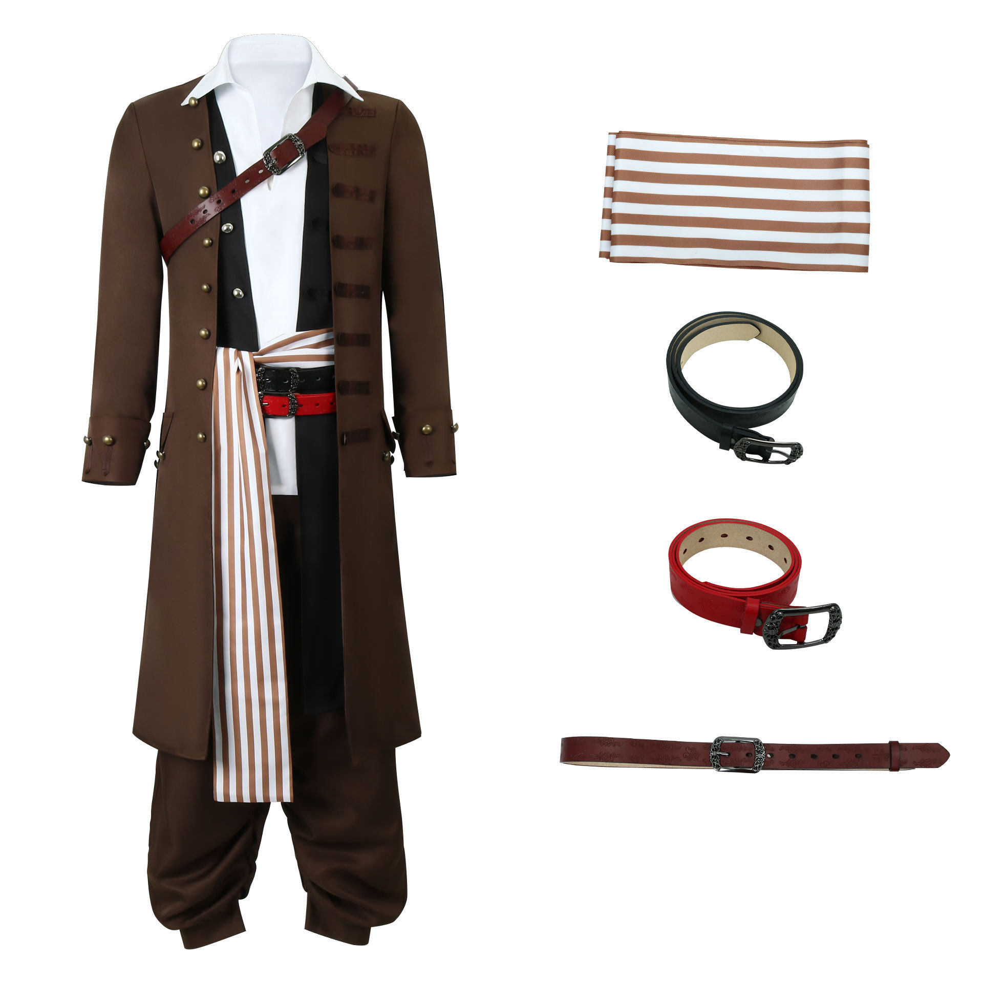 电影加勒比海盗 杰克船长JackSparrow cosplay男全套万圣节服装