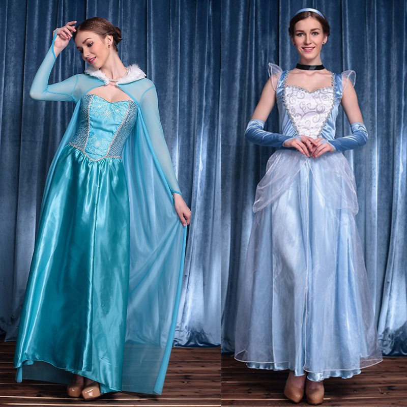 万圣节成人公主裙冰雪奇缘角色扮演服艾莎连衣裙白雪公主衣服