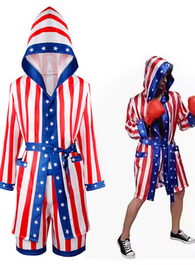 亚马逊拳王拳击Rocky Balboa儿童战袍拳击服美国星条披袍意大利种
