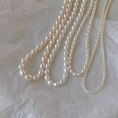 伊灿天然淡水小米珠珍珠项链女