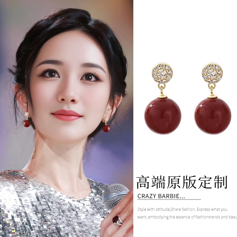 伊灿明星同款珍珠耳钉女纯银