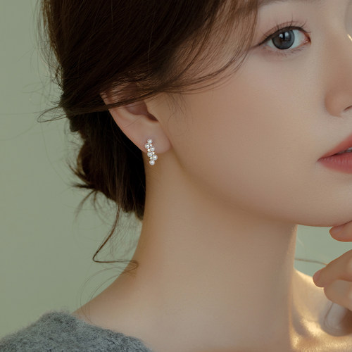伊灿韩国珍珠耳钉女纯银小众