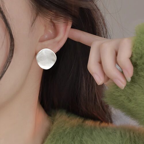 伊灿轻奢小众磨砂拉丝耳钉女