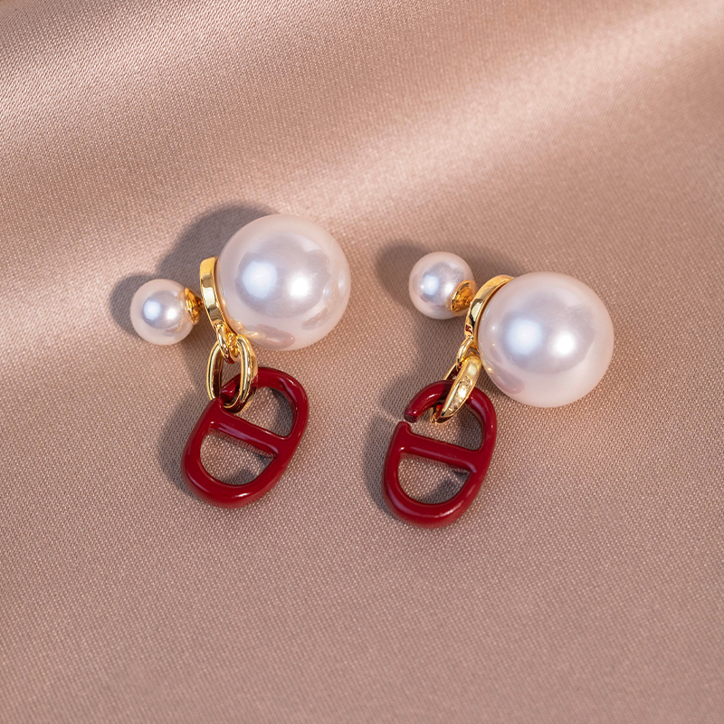 CD珍珠耳钉女纯银轻奢小众设计感气质耳坠2025款爆款百搭耳环耳饰