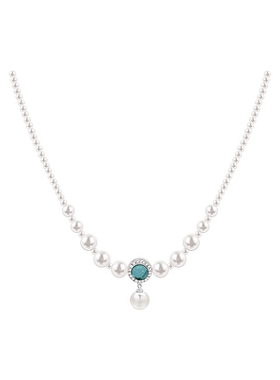 伊灿法式蓝宝石珍珠项链女小众