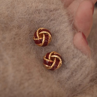 法式复古同心结耳钉轻奢高级感小众设计感纯银耳饰2025年新款耳环