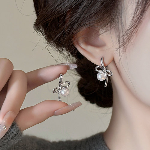 伊灿韩国银色珍珠耳钉女纯银小众