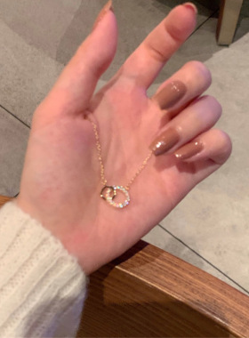 伊灿女简约双环相扣项链百搭颈链