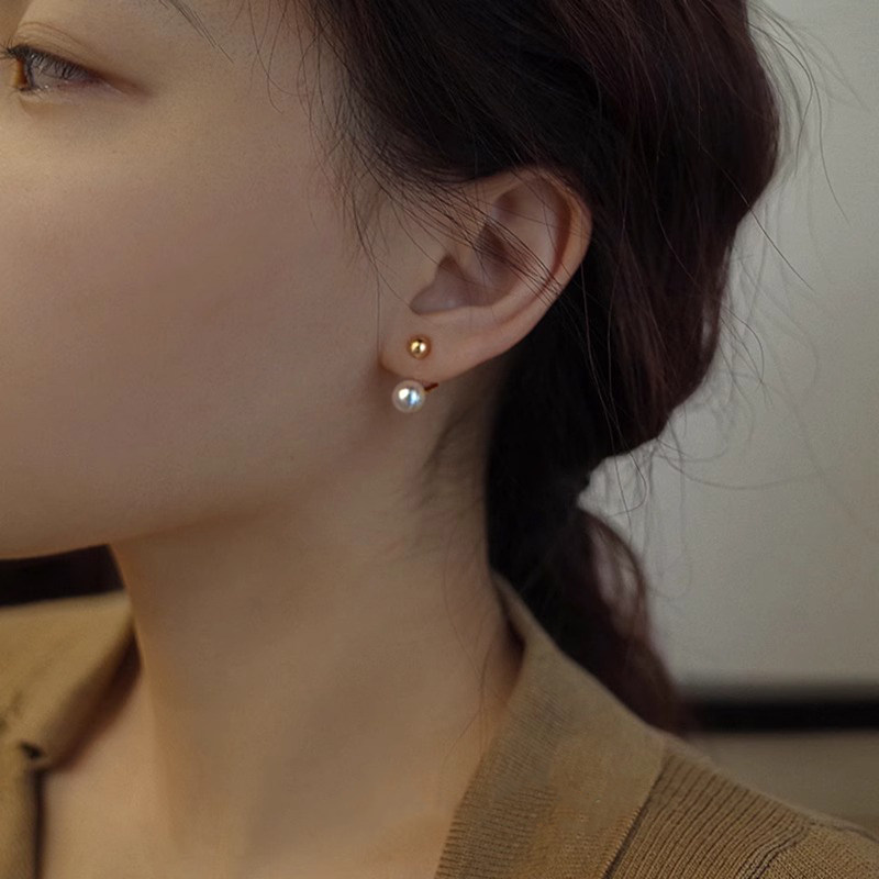 天然淡水珍珠耳钉女纯银复古港风气质耳环2026年新款爆款简约耳饰