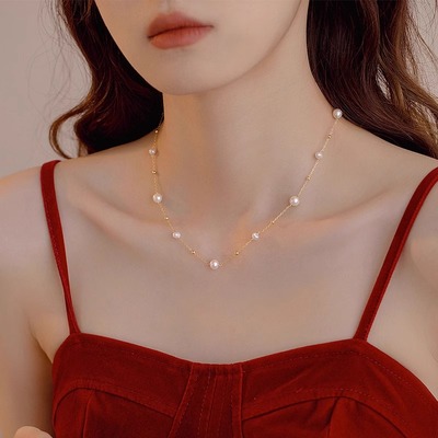 伊灿天然淡水满天星珍珠项链女