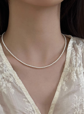伊灿女极细正圆珍珠项链百搭颈链