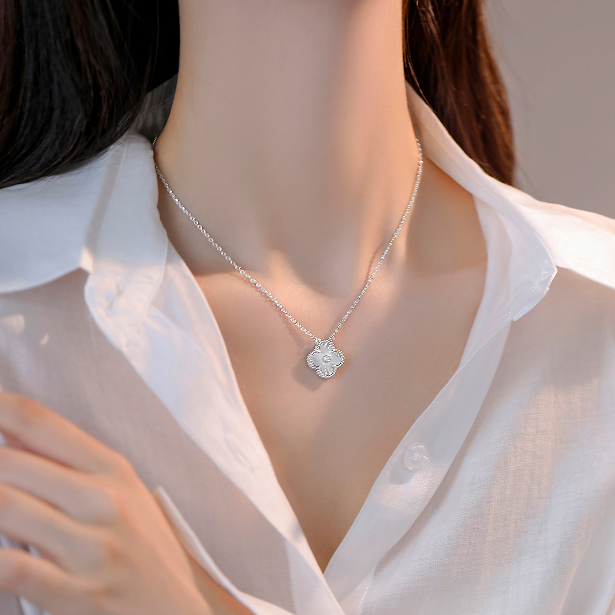 伊灿小众四叶草吊坠项链女气质