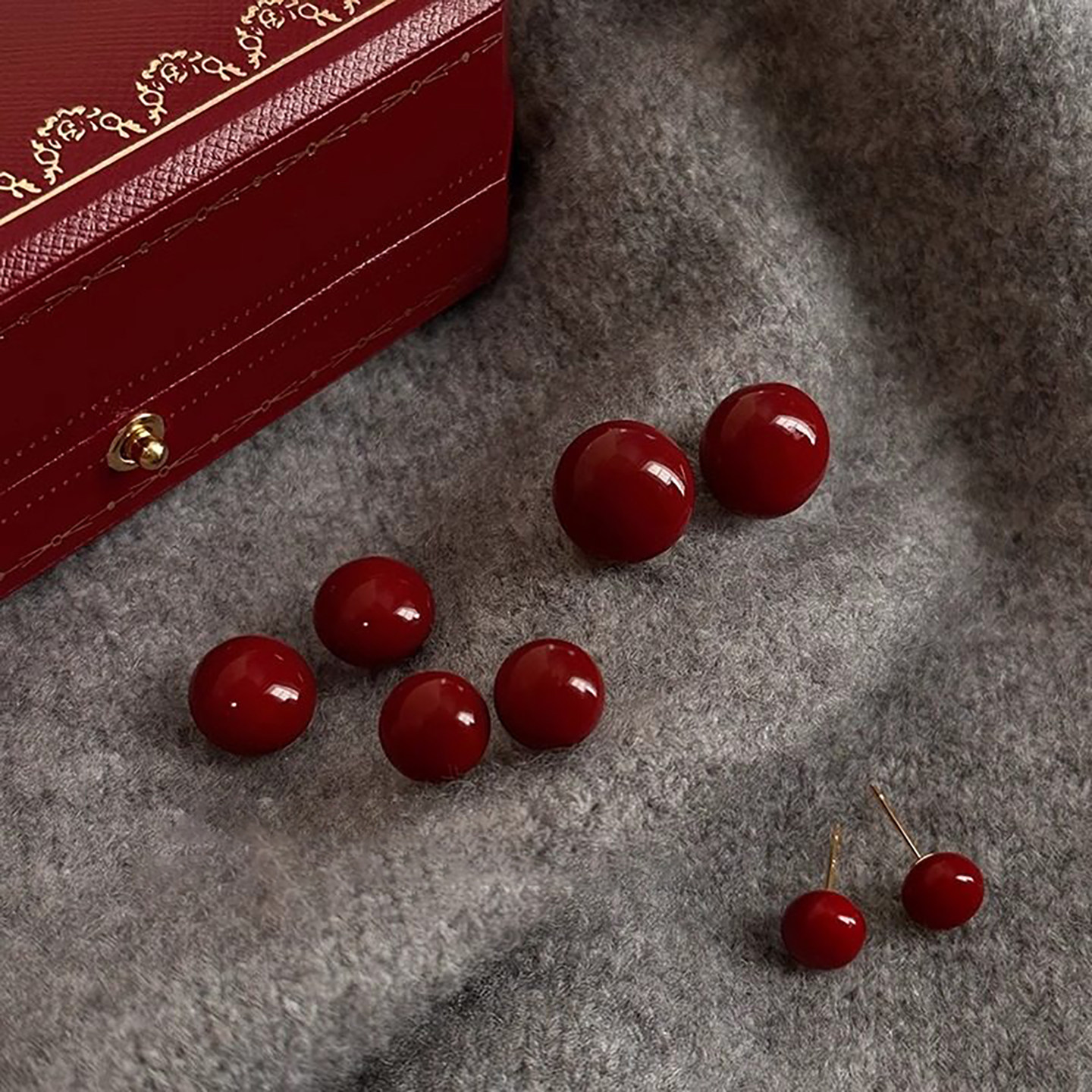 S999纯银针安可拉红色珍珠耳钉女2026新款爆款耳环高级感耳夹耳饰,饰品/流行首饰/时尚饰品新,耳钉,淘宝优惠券,粉丝福利购,淘宝优惠卷