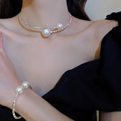 碎银几两珍珠锁骨链女冷淡风轻奢小众项链个性 气质设计感高级颈链