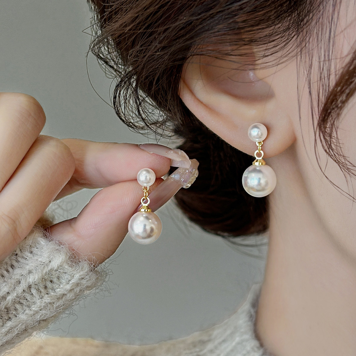 伊灿简约珍珠耳钉女轻奢小众