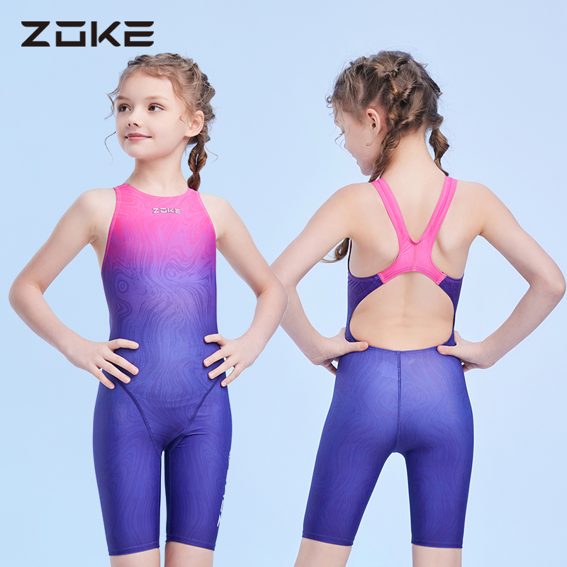 洲克女童青少年训练泳衣