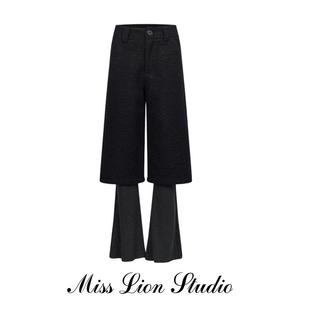 假两件直筒裤 复古高级感西装 子 秋冬圈圈呢拼接中长裤 现货正确版